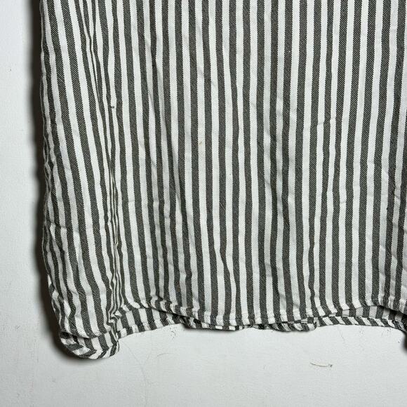 Jones New York Signature XL Grey White Striped Linen Blend Tunic V-Neck Top - Picture 7 of 15